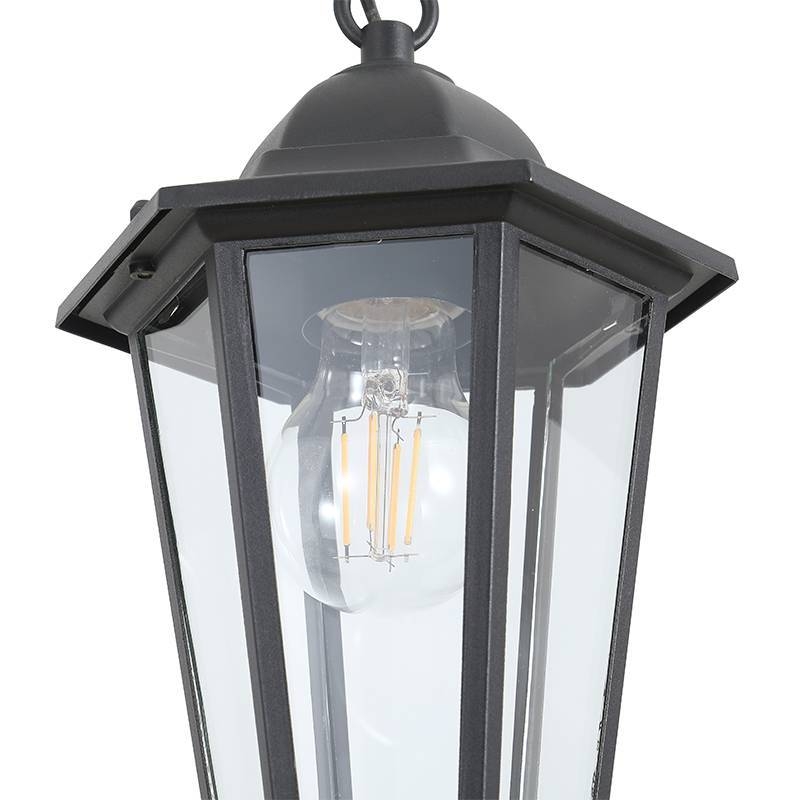 Pendente Nordecor Colonial Vitare Preto Alumínio e Vidro 1L E27 320x173mm 80060