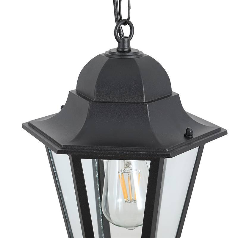 Pendente Nordecor Colonial Vitare Preto Alumínio e Vidro 1L E27 405x235mm 80058