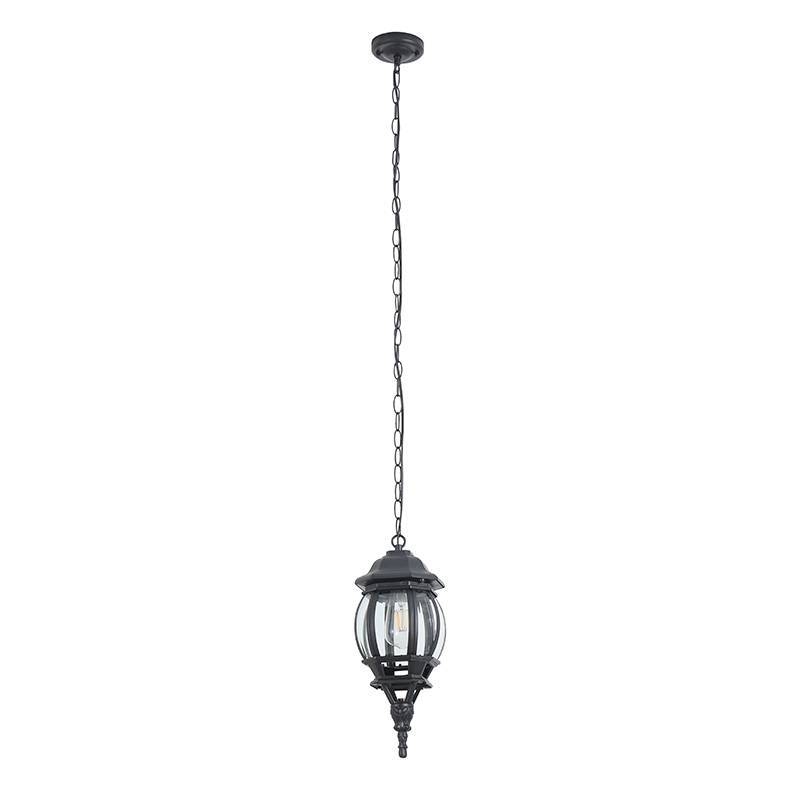 Pendente Nordecor Colonial Mareno Preto Alumínio e Vidro 1L E27 410x152mm 80053