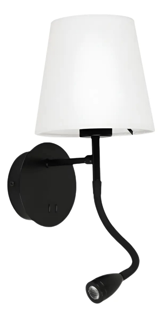 Arandela Casual light Studioluce Cozy Preto 1L E27 + LED 2W 160x170x300mm QAR1337PT