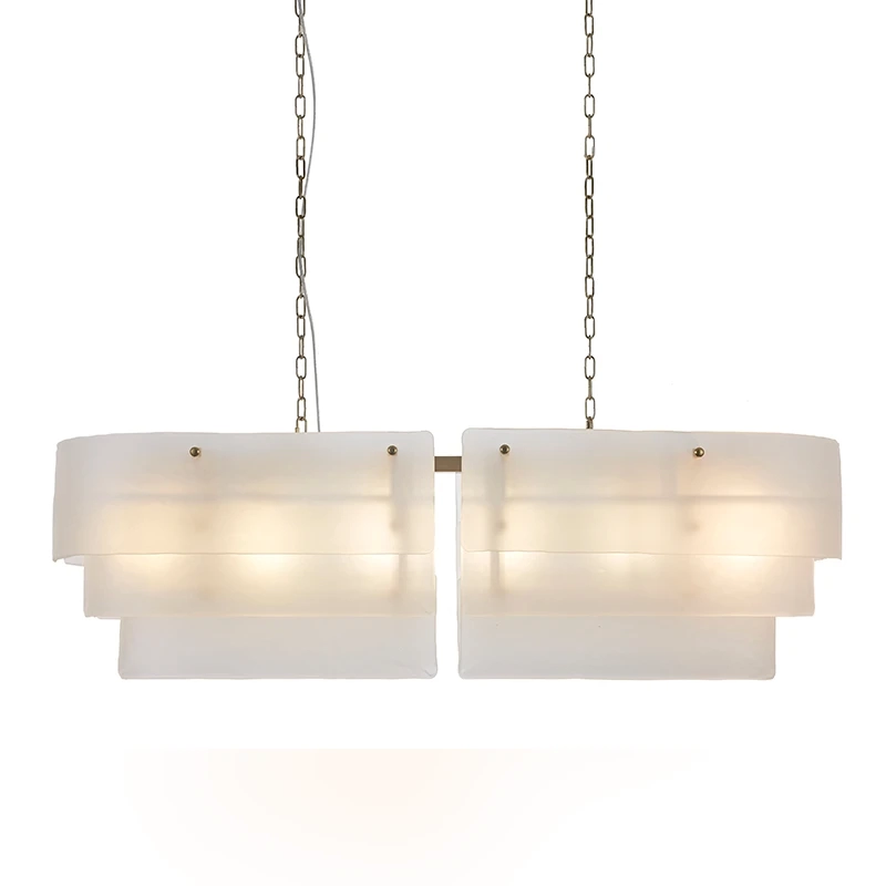 Pendente Bella Iluminação Plaque Metal Dourado e Vidro Transparente 6L E14 1200mm PLA1PD01TR10