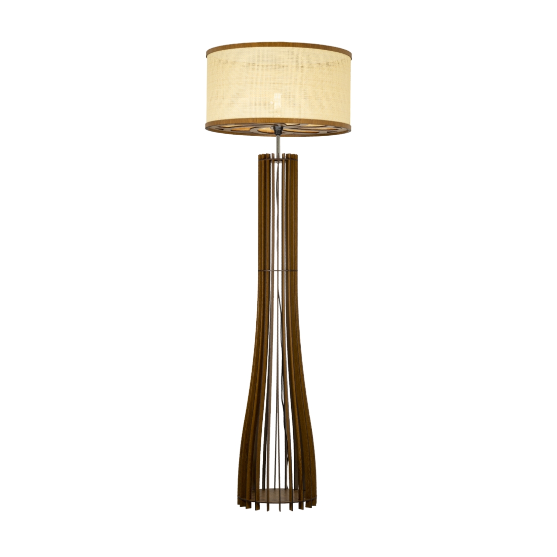 Coluna Classic Lar Sino Madeira e Cúpula Tecido Ø500mm 1L E27 Ø300x1400mm 1097