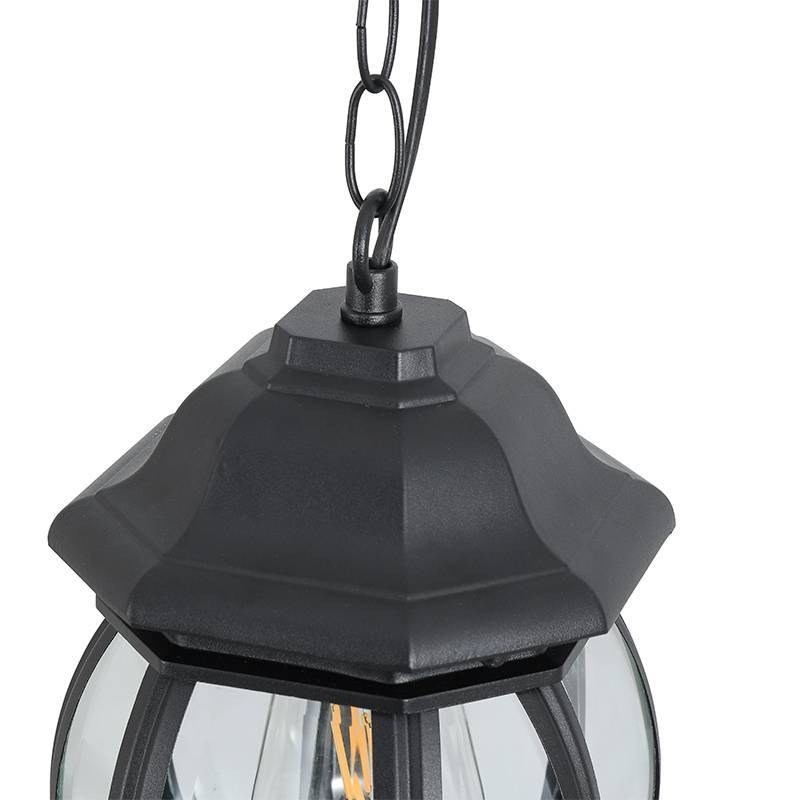 Pendente Nordecor Colonial Mareno Preto Alumínio e Vidro 1L E27 410x152mm 80053