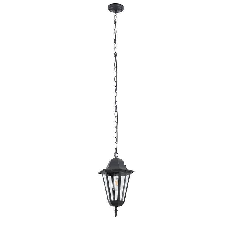 Pendente Nordecor Colonial Vitare Preto Alumínio e Vidro 1L E27 405x235mm 80058