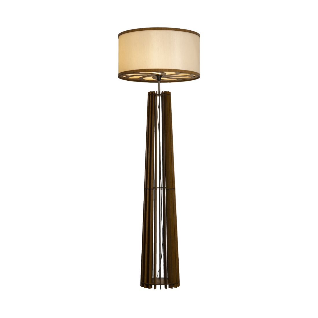 Coluna Classic Lar Cônica Madeira e Cúpula Tecido Ø500mm 1L E27 Ø300x1400mm 1095