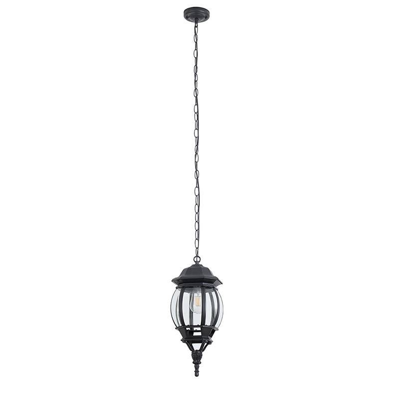 Pendente Nordecor Colonial Mareno Preto Alumínio e Vidro 1L E27 470x190mm 80054