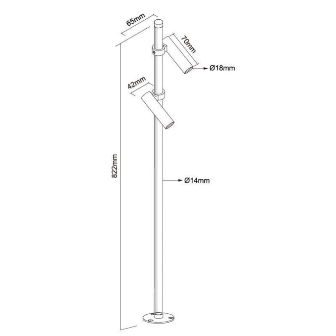 Espeto de Jardim Nordecor Keny 2x 2 watts 3000K 24° IP65 IRC90 Ø14x822mm 6993