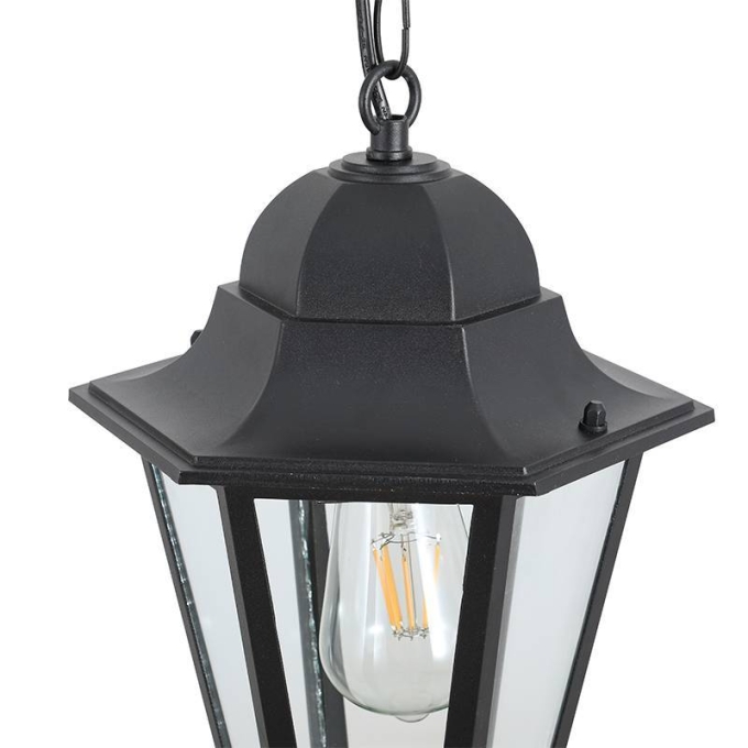 Pendente Nordecor Colonial Vitare Preto Alumínio e Vidro 1L E27 405x235mm 80058