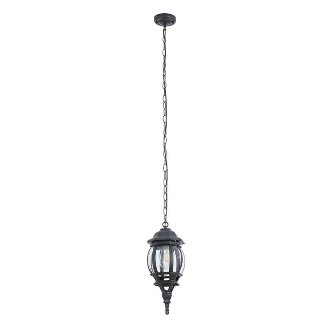 Pendente Nordecor Colonial Mareno Preto Alumínio e Vidro 1L E27 410x152mm 80053