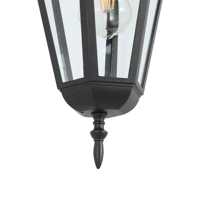 Pendente Nordecor Colonial Vitare Preto Alumínio e Vidro 1L E27 405x235mm 80058