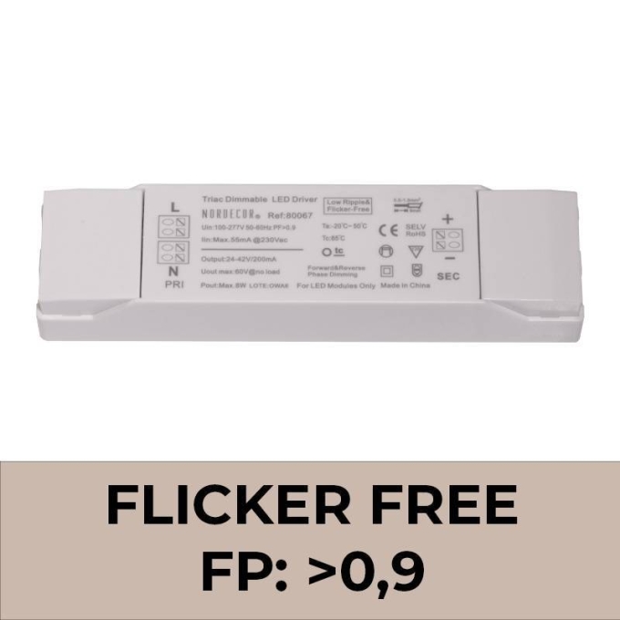 Driver Nordecor Dimerizável Triac para Powerlux 8 watts Bivolt Flicker Free 80067