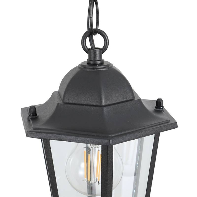 Pendente Nordecor Colonial Vitare Preto Alumínio e Vidro 1L E27 320x173mm 80060