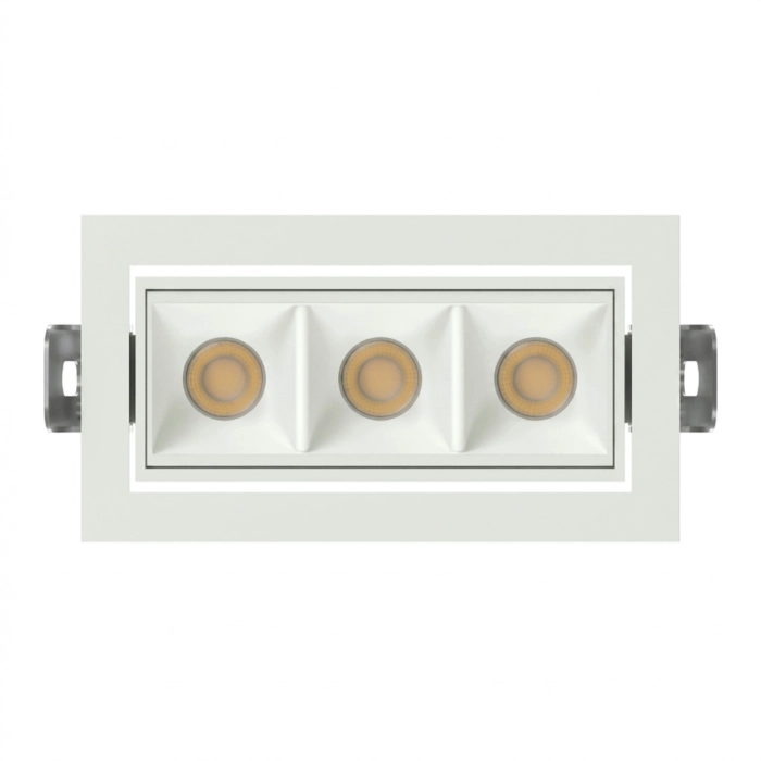 Spot de Embutir Stella Square Micro Direcional 3 Focos Branco 30° IRC90 7W 3000K 40x104x57mm STL25364BR/30 