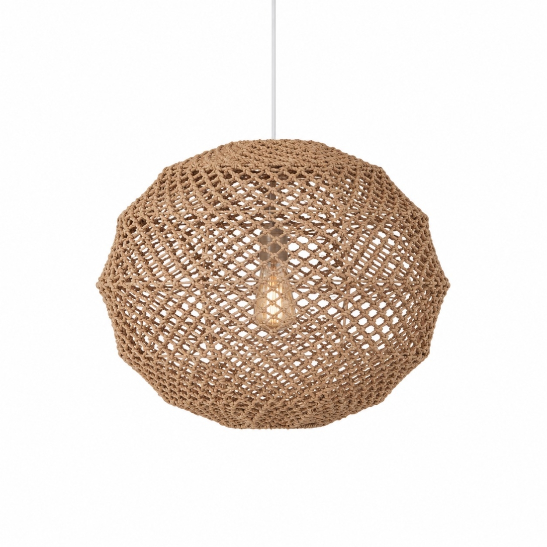Pendente Quarto Crescente Maraú Aramado com Trama de Crochê Artesanal Ø500mm LC-03
