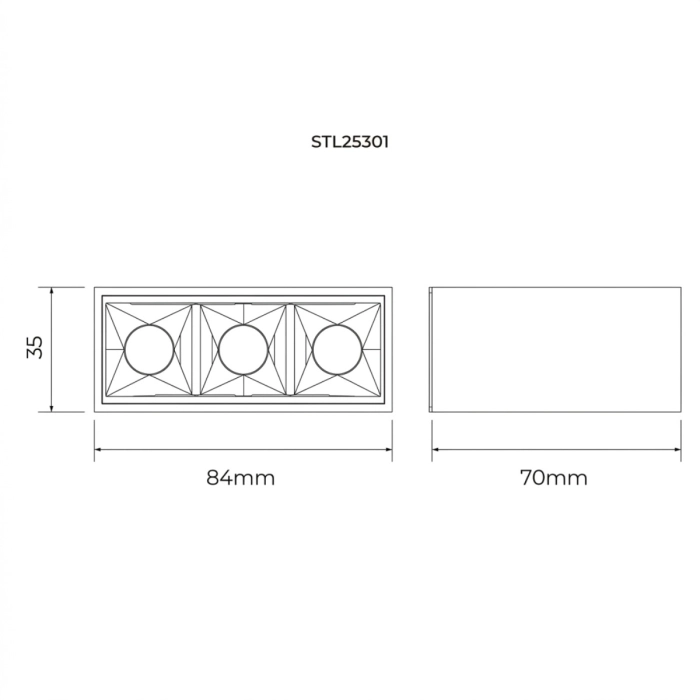 Spot de Sobrepor Stella Square Micro 3 Focos PT e Black Piano 30° 7W 3000K 70x84x35mm STL25301PTO-BP/30