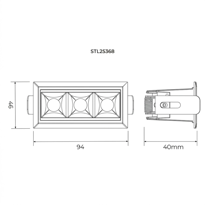 Spot de Embutir Stella Square Micro 3 Focos Branco 30° IRC90 7W 3000K 50x94x46mm STL25368BR/30