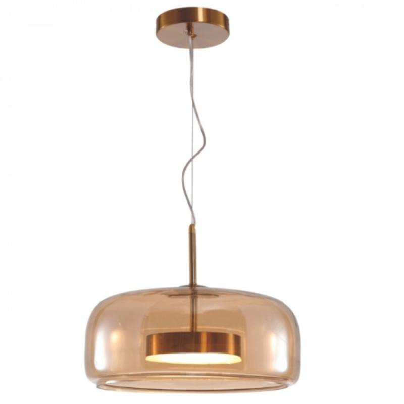 Pendente Sindora 8 watts 3000K Bivolt Metal Bronze e Vidro Conhaque 330x150mm DCD04019 PREN
