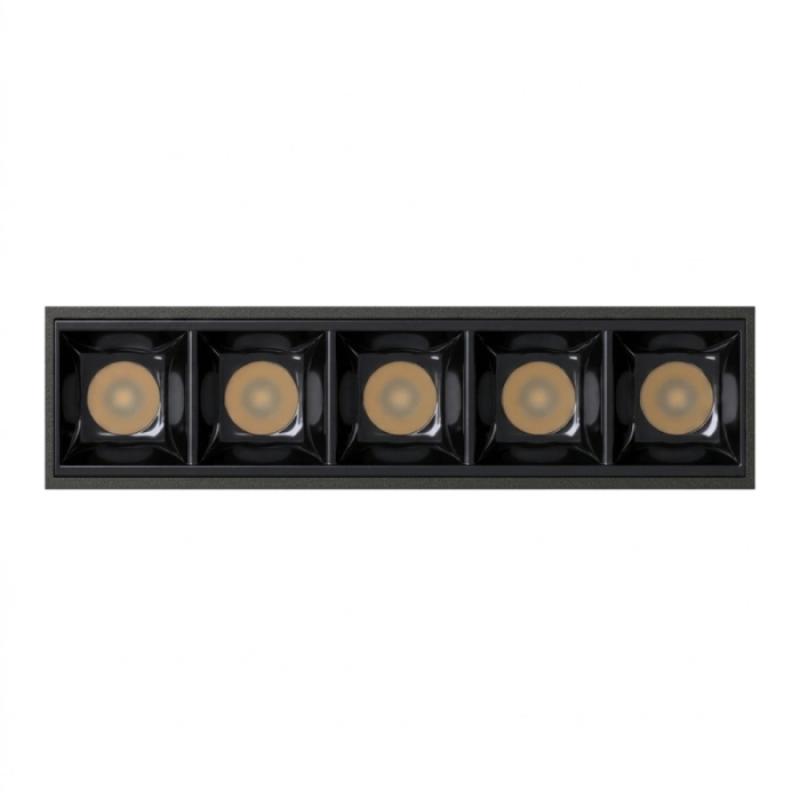 Spot de Sobrepor Stella Square Micro 5 Focos PT e Black Piano 30° 11W 3000K 70x136x35mm STL25302PTO-BP/30