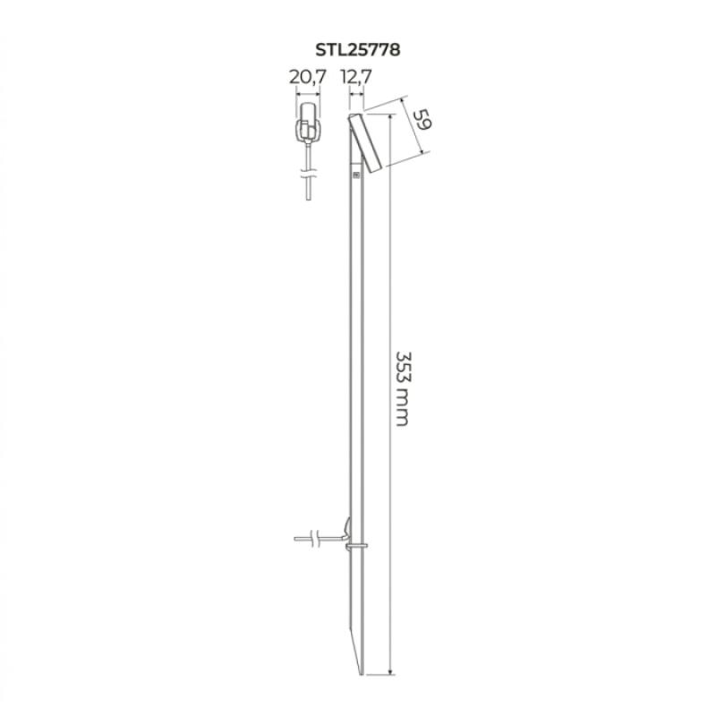 Poste Balizador Stella Preto Organik Direconal 24V 1W 2700K 40° 250mm STL25778/27