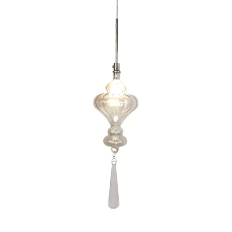 Pendente Sindora Metal Cromado e Virdro Champagne 1L G4 350x100mm DCD02039 PREN