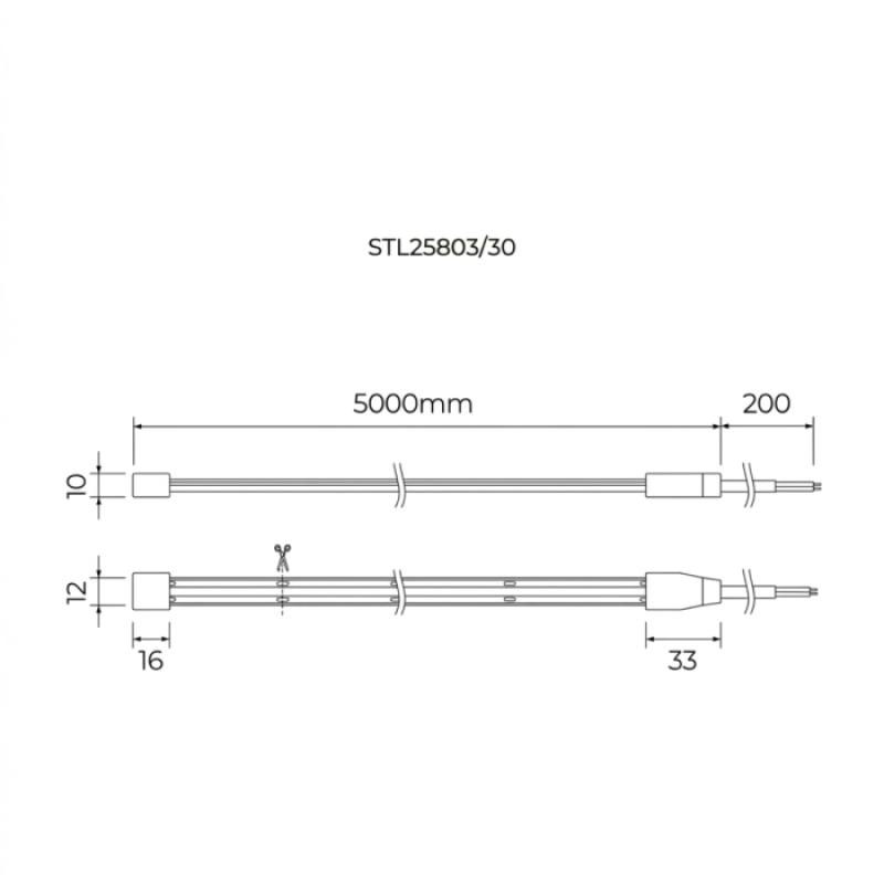 Fita Led Stella 24V Thermo 10 watts/mt 3000K 12mm IRC96 IP68 (Rolo 5 metros) STL25803/30