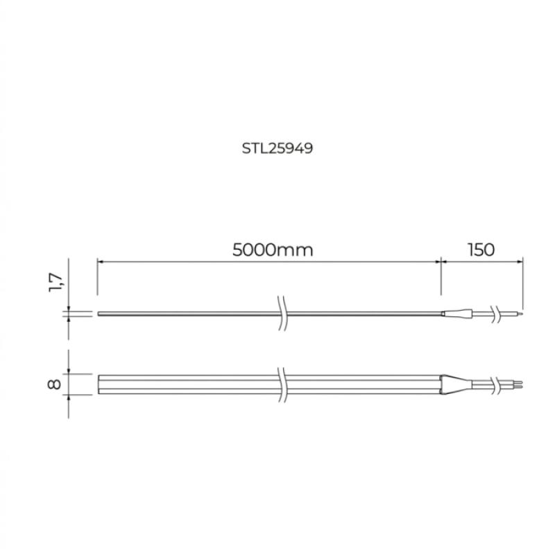 Fita Led 24V Stella All Light Pro Free Cut 15 watts/mt 2700K 8mm IRC97 IP65 (Rolo 5 metros) STL25949/27