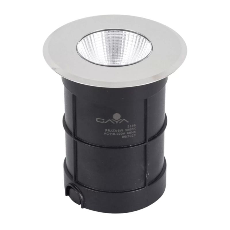 Embutido de Solo Gaya 6 watts 3000K IP67 Cob Prata IP67 24° Bivolt Ø89x99mm 3166 PREN