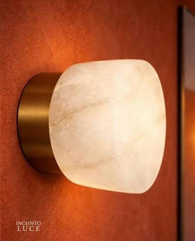 Arandela GMH Niva Marmore e Metal Gold 8 watts  3000K Bivolt Ø100mm A-NIVA-10-GOLD PREN