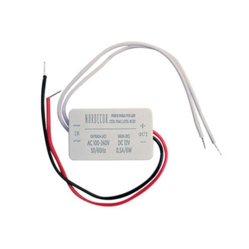 Fonte 12V Mini Slim Nordecor 0,5A 6 watts 40x23x20mm 7048 PREN