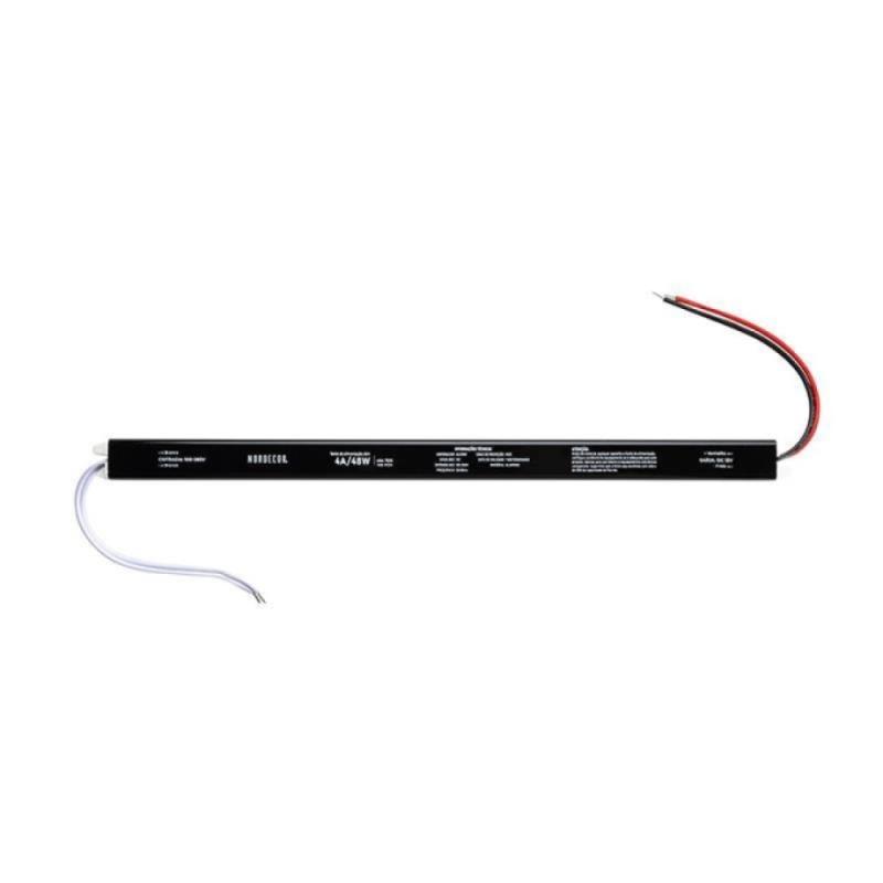 Fonte 12V Slim Nordecor 4A 48 watts IP20  315x25x20mm (Ultra Fina) 7016 PREN
