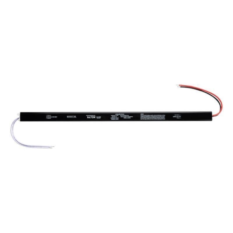 Fonte 12V Slim Nordecor 6A 72 watts IP20 380x25x20mm (Ultra Fina) 7018 PREN