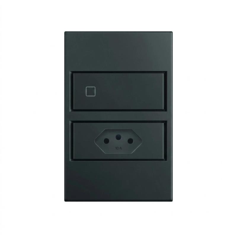 Interruptor + Tomada Stella S. Touch Policarbonato Preto 10A STO25022PTO