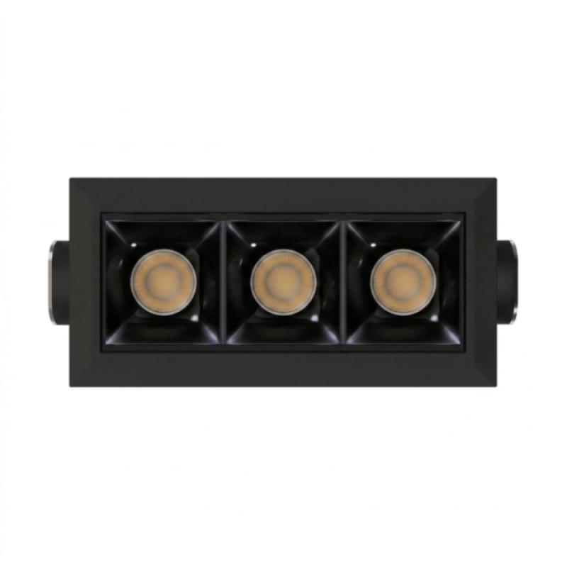 Spot de Embutir Stella Square Micro Quad. Rec. Triplo PT e Black Piano 30° IRC90 7W 3000K 50x94x46mm STL25368PTO-BP/30 PREN