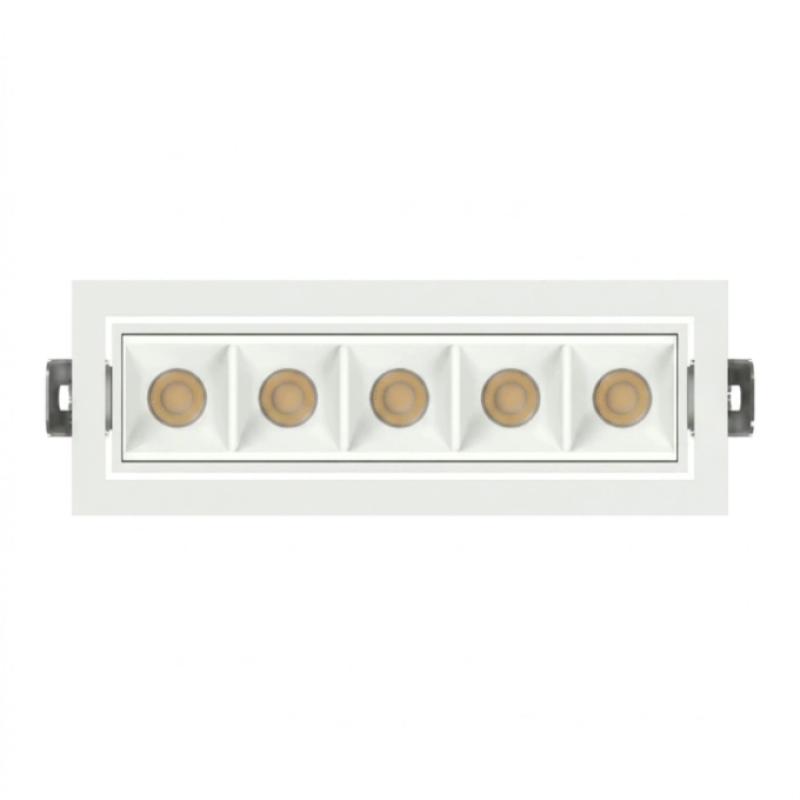 Spot de Embutir Stella Square Micro Direcional 5 Focos Branco 30° IRC90 11,5W 2700K 50x159x57mm STL25365BR/27 PREN