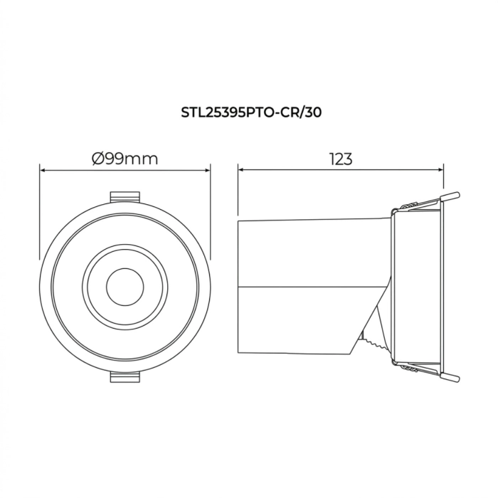 Spot de Embutir Stella Round Direcionável Preto e Cromo Negro 12W 2700K Bivolt  Ø99x123mm STL25395PTO-CR/27