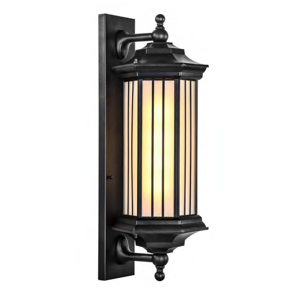 Arandela Lighting Store Colonial Alumínio Fundido Preto e Vidro Fosco 1L E27 220x230x600mm LO-1452 PREN