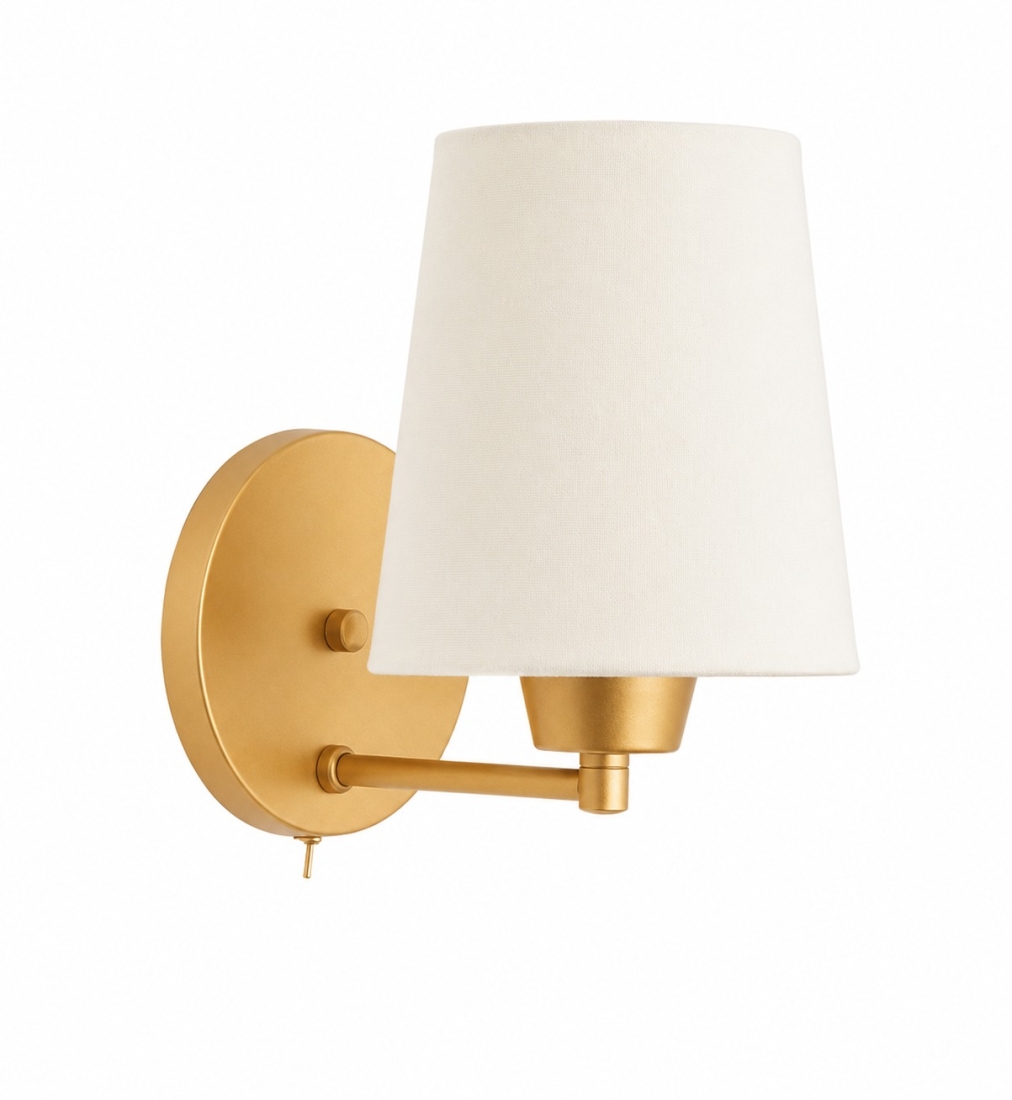 Arandela FG Iluminação Tocheiro 1L E27 200mm Cúpula Tecido 1205/1