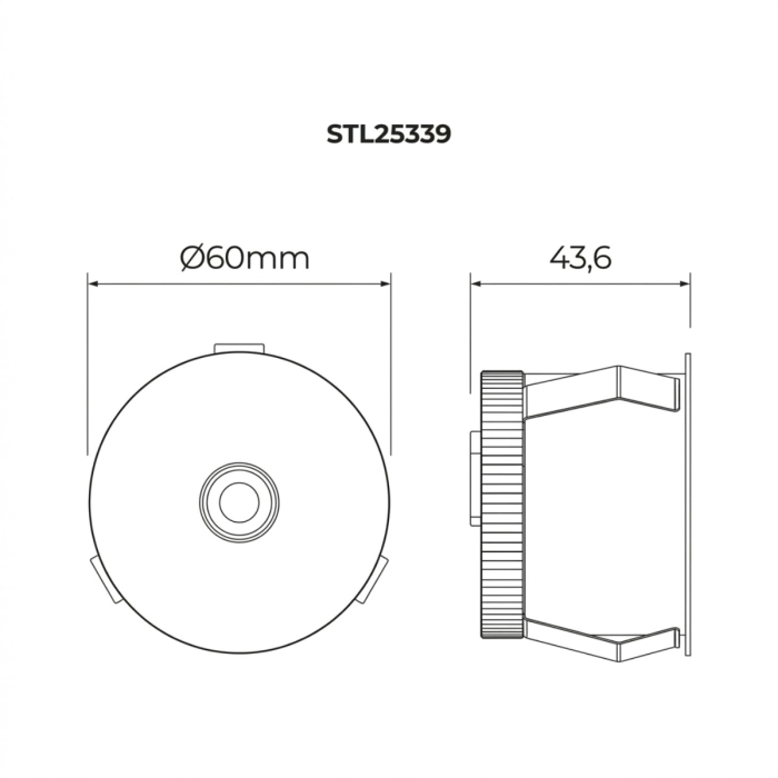 Spot de Embutir Stella Round Narrow Red. Preto IRC97 7 watts 2700K Ø60x43,6mm STL25339PTO/27