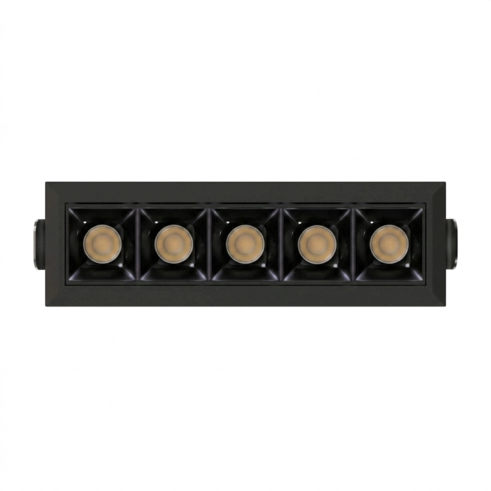 Spot de Embutir Stella Square Micro 5 Focos PT e Black Piano 30° 11,5W 2700K 50x147x46mm STL25369PTO-BP/27
