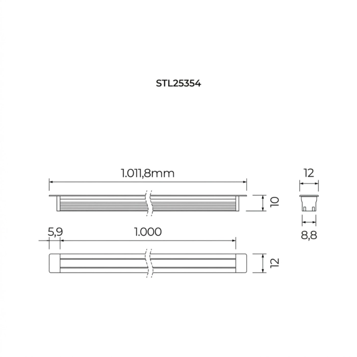 Perfil de Embutir Móbili Wide Stella Linear Difuso Amplo Cinza Escuro 10x1000x12mm STL25354GR