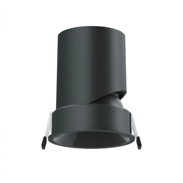 Spot de Embutir Stella Round Direcionável Preto e Cromo Negro 12W 2700K Bivolt  Ø99x123mm STL25395PTO-CR/27