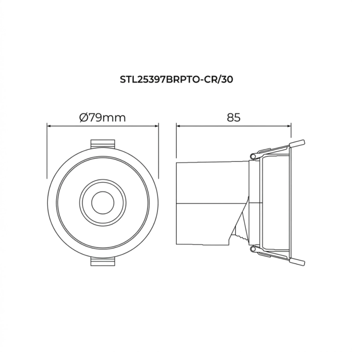 Spot de Embutir Stella Round Direcionável Recuado Branco e Cromo Negro 9W 3000K IRC90 Ø79x85mm STL25397BRPTO-CR/30