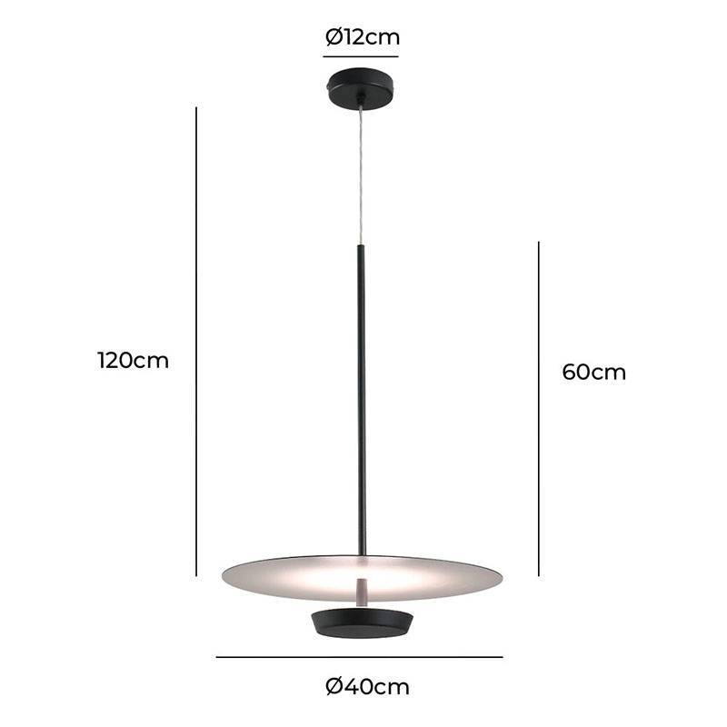 Pendente Nordecor Dolla 18 watts 3000K Preto Ø400x600mm 2523 PREN