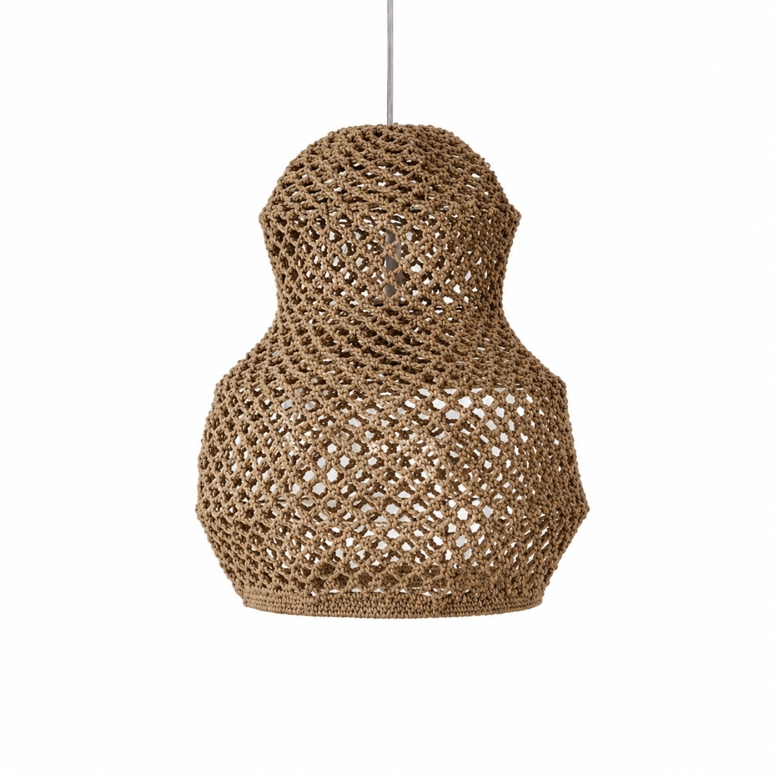 Pendente Quarto Crescente Boipeda Aramado com Trama de Crochê Artesanal Ø400x500mm LC-02