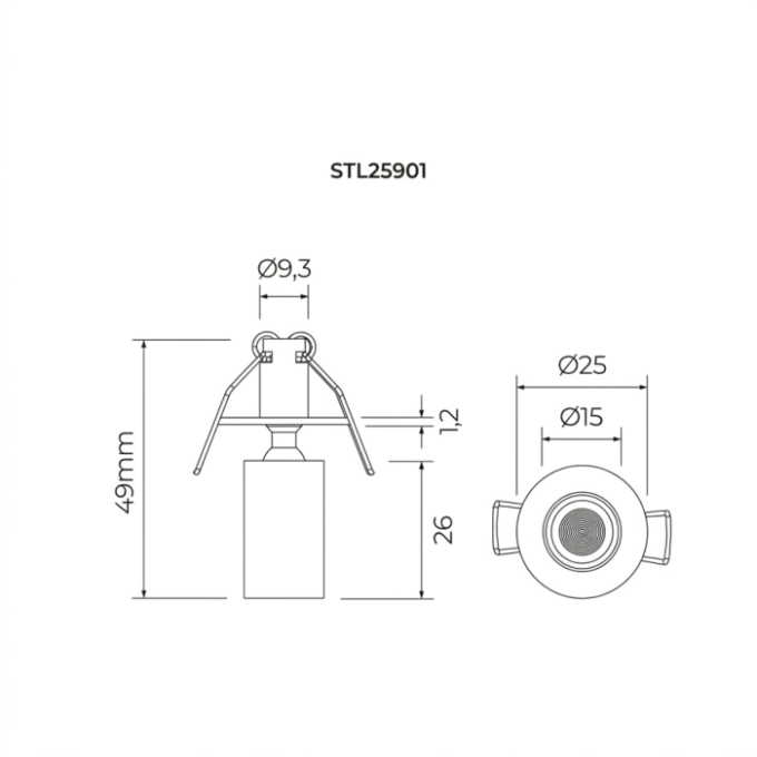 Spot 12V Stella Móbili Micro Direcionável Branco 1,5 watts 2700K 26xØ25mm STL25901BR/27