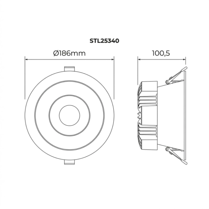 Spot de Embutir Stella Round Oficce Red. IRC90 30 watts 3000K Ø186x100,5mm STL25340BR/30