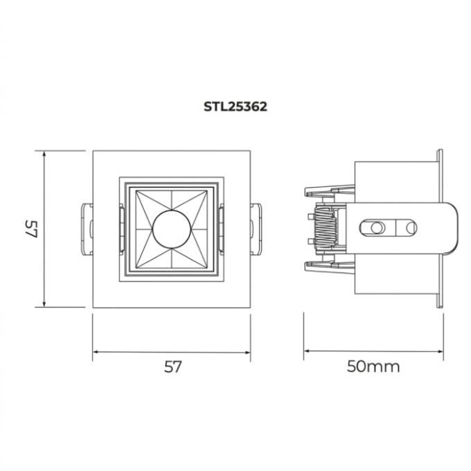 Spot Embutir Stella Square Micro 3 watts 15° 3000K Direcional Preto e Black Piano IRC90 50x57x57mm STL25362BR/30
