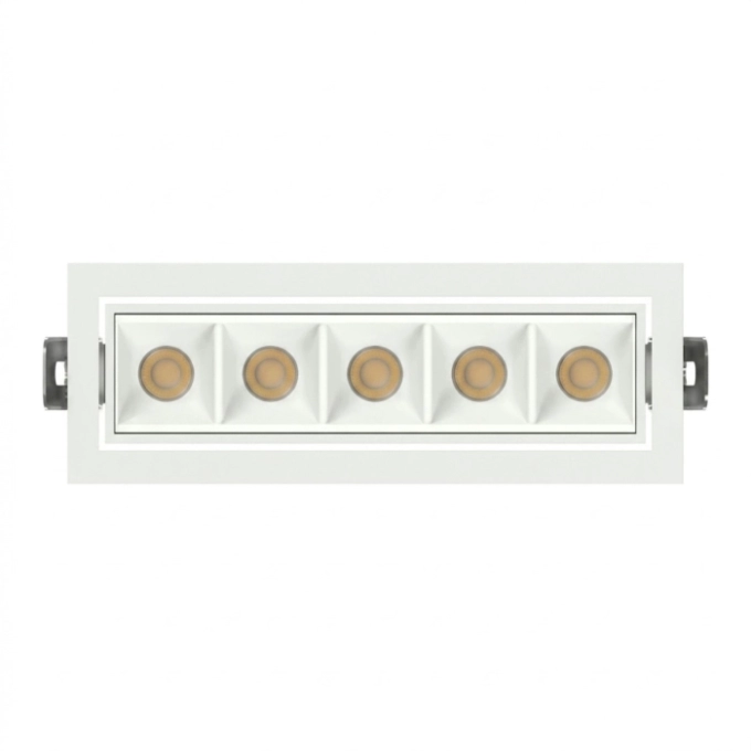 Spot de Embutir Stella Square Micro Direcional 5 Focos Branco 30° IRC90 11,5W 2700K 50x159x57mm STL25365BR/27