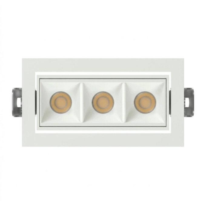 Spot de Embutir Stella Square Micro Direcional 3 Focos Branco 30° IRC90 7W 3000K 40x104x57mm STL25364BR/30 