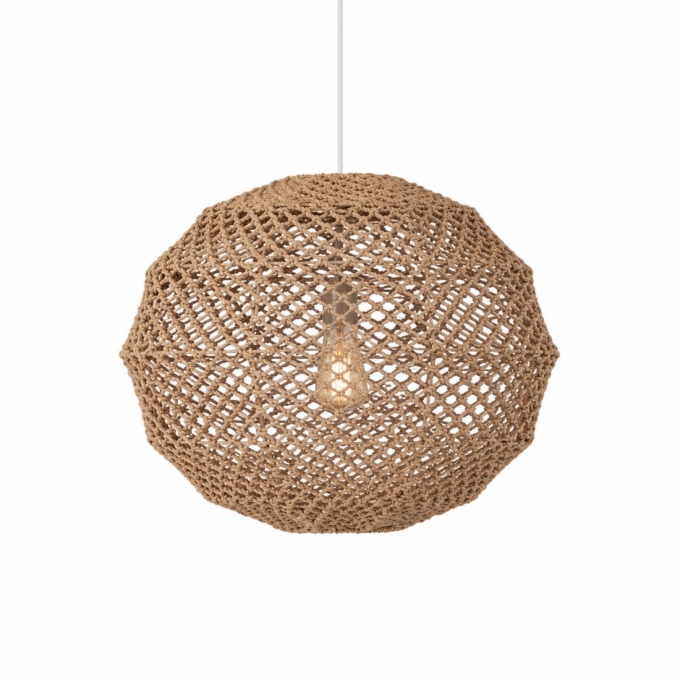 Pendente Quarto Crescente Maraú Aramado com Trama de Crochê Artesanal Ø500mm LC-03